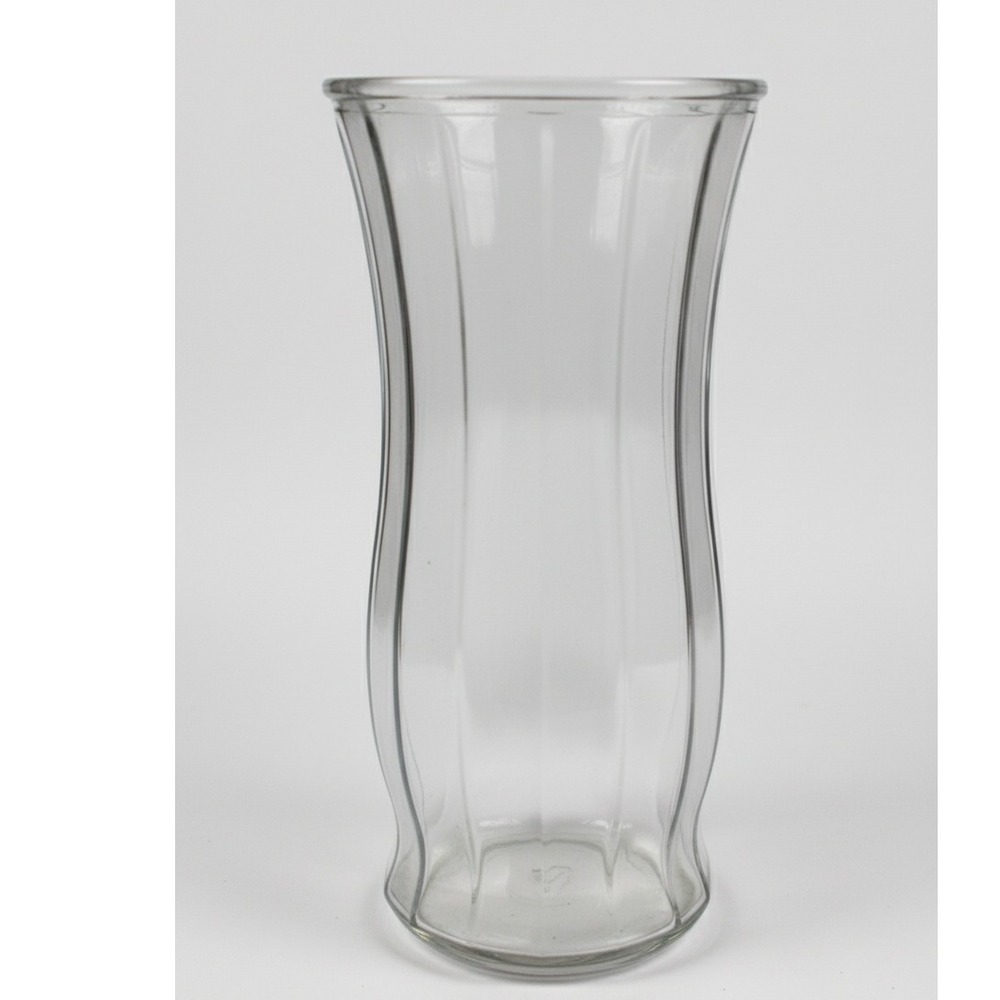 Clear Glass Vase Fluted Panel Design 8 Inch Tall Flower Home Decor